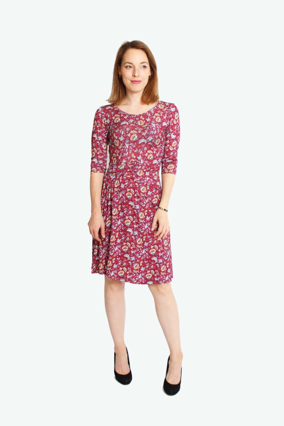 LA.LUKA Berlin   Jerseykleid Bordeaux Blumen