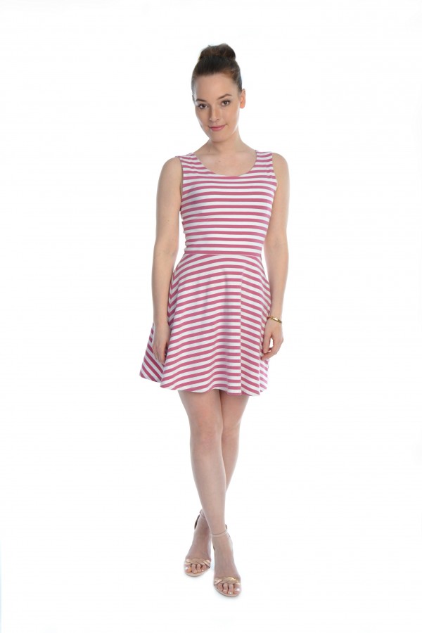 Streifenkleid weiß/rosé