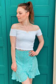 LA.LUKA Berlin – Mini Wickelrock mint weiß Blümchen