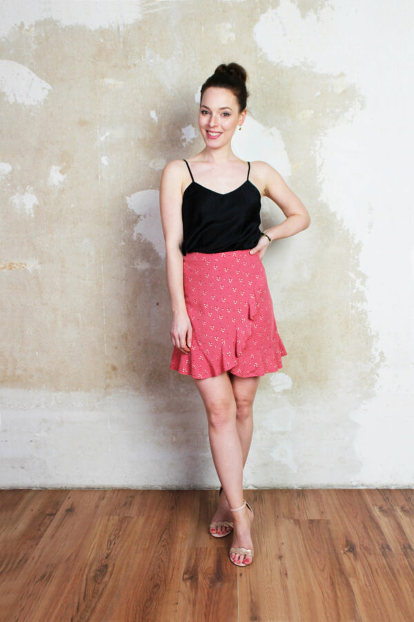 LA.LUKA Berlin – Wickelrock rosa gold mit Volants