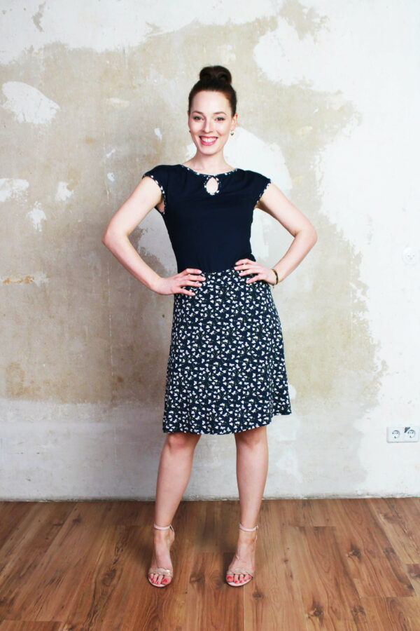 Jerseyrocj blau Blümchen