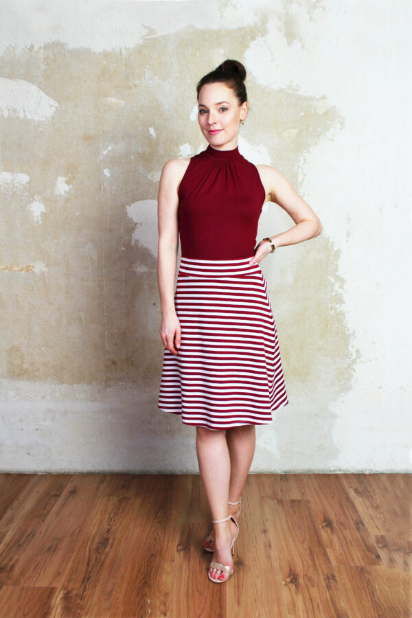 Streifenrock bordeaux