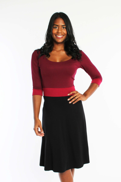 3-farbiges Jerseykleid