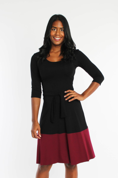 Jerseykleid schwarz bordeaux