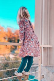 Musselinkleid Blumen rosé