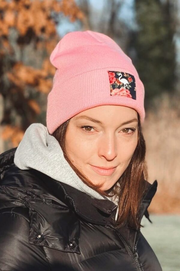 Beanie mit Flamingo Aufdruck rosa Beanie mit Flamingo Aufdruck rosa