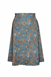 LA.LUKA Berlin – A-Linienrock aus Baumwolljersey Paisleymuster blaugrau