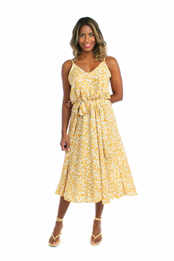 LA.LUKA Berlin – Midikleid gelb Blumen 2