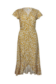 LA.LUKA Berlin – Midikleid mit Volants gelb geblümt