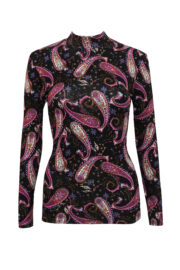 LA.LUKA Berlin – Rollkragenshirt schwarz lila Paisley