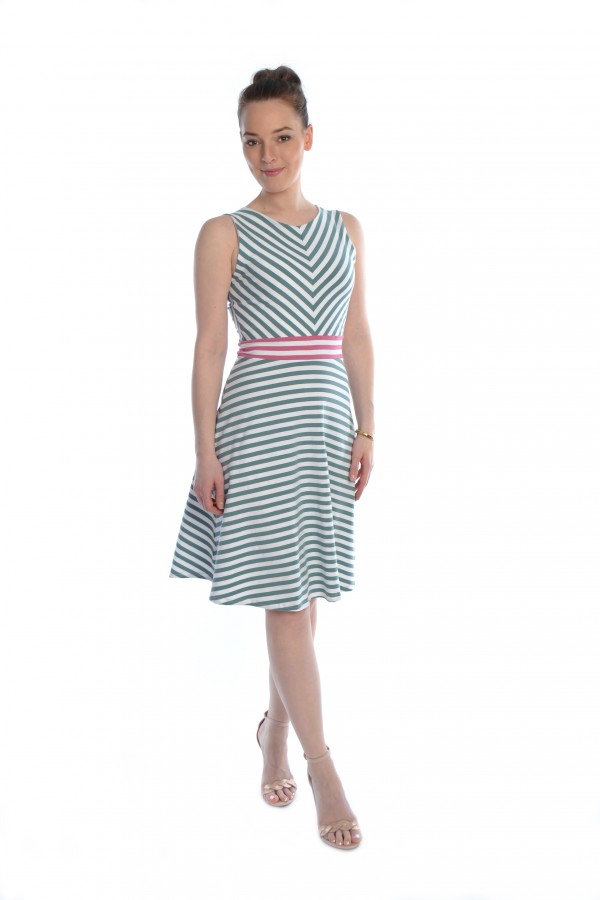 Streifenkleid in weiß/mint